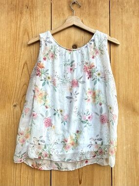 Tendenze Made In Italy Floral Silk Sleeveless Top Sz Large